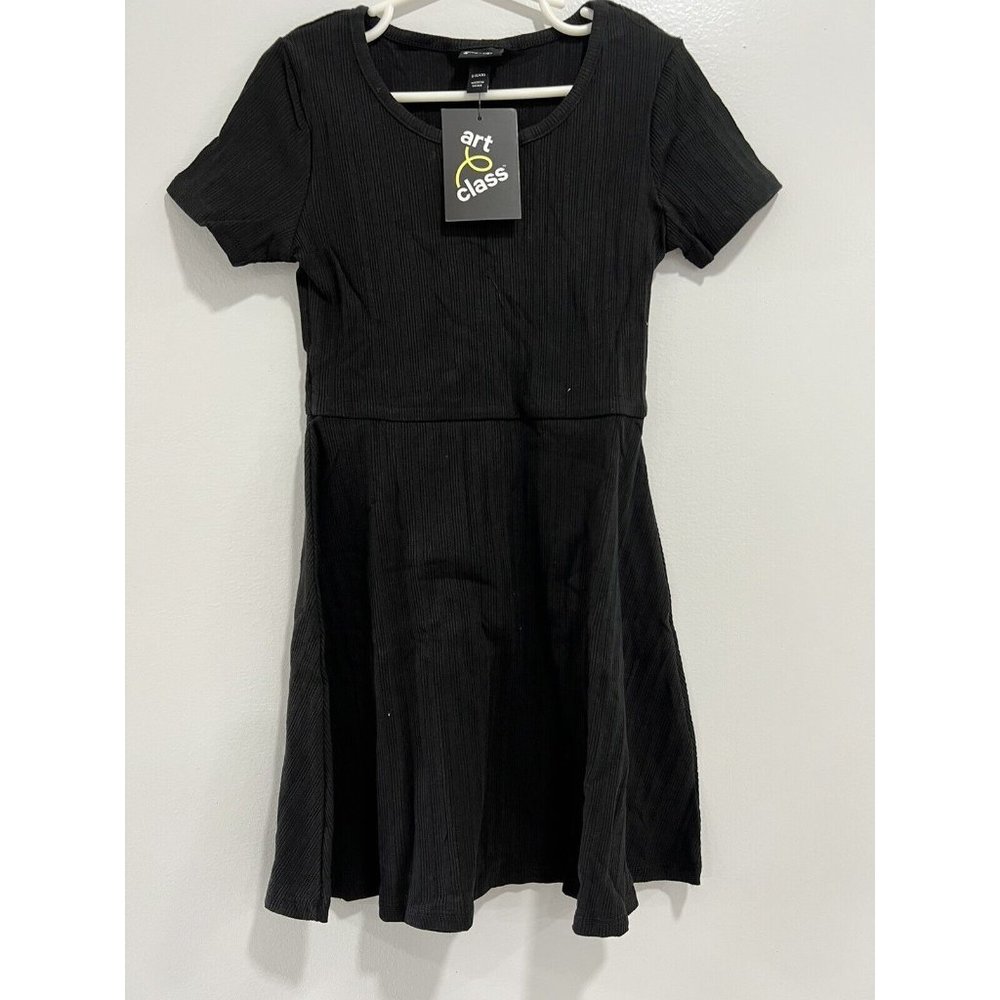 2/$15 ⭐️ Art Class Girls' Skater Rib-Knit Short Sleeve Dress Black Size S (6/6X)